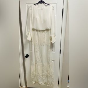 White Long Sleeve Floor Length Evening / Wedding / Cocktail Dress